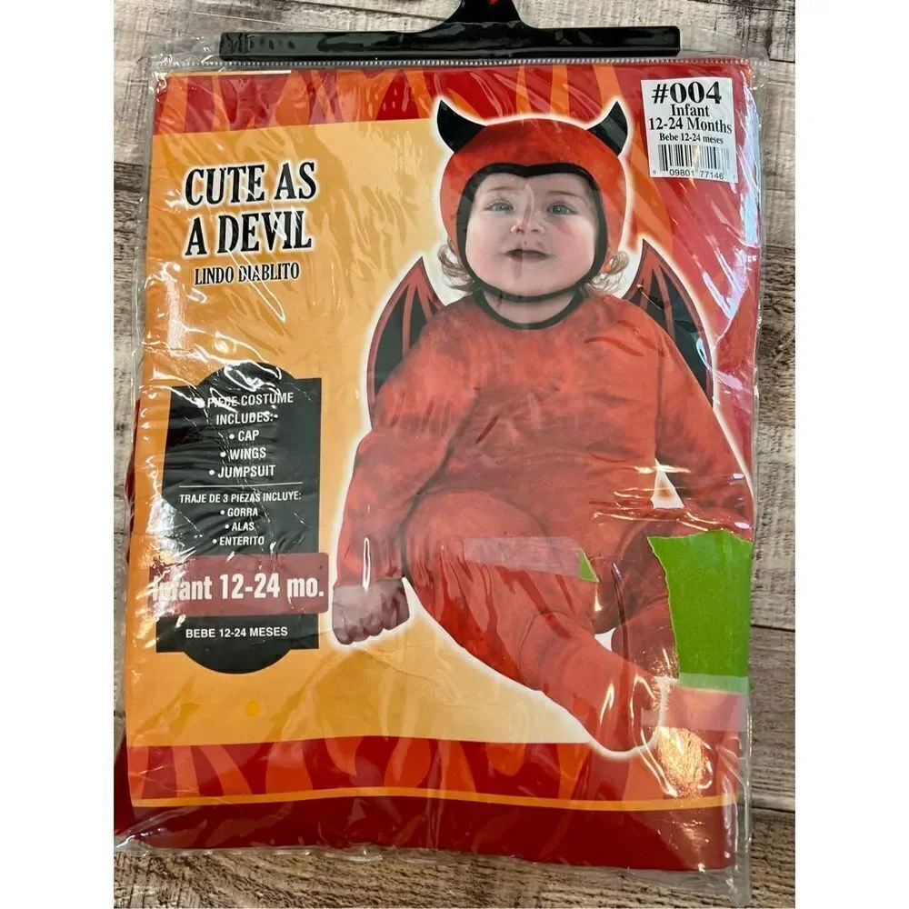 New Amscan Cute As A‎ Devil Infant Halloween Costume sz 12-24 months